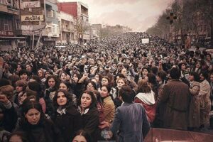 Iranian women protesting compulsory hijab law in 1979